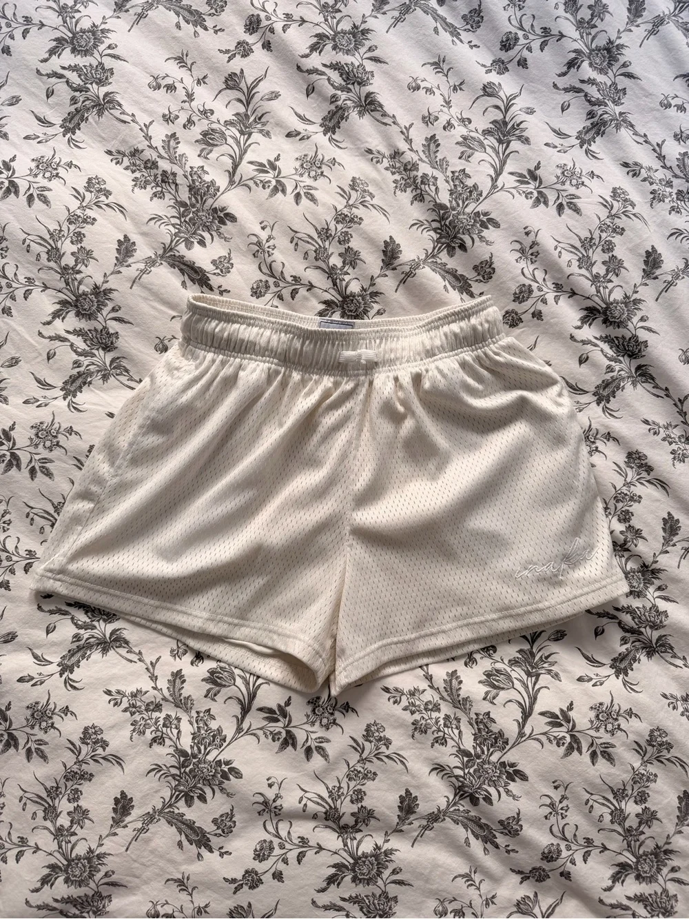 Inaka Women's Breathable Mesh Lounge Shorts in Cream